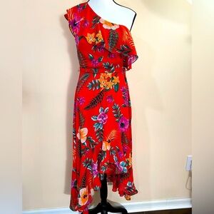 Francesca’s Pink Tropical Floral Boho Maxi Dress size Small NWT